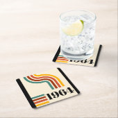 1964年レトロストライプヴィンテージポスター スクエアペーパーコースター (インサイチュ)