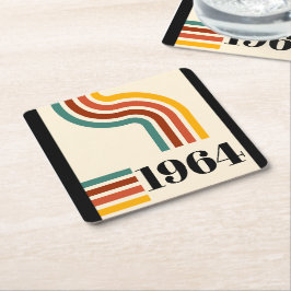 1964年レトロストライプヴィンテージポスター スクエアペーパーコースター