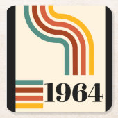 1964年レトロストライプヴィンテージポスター スクエアペーパーコースター (正面)