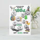 1964年生まれの楽しい豆知識 フラット誕生日招待状 招待状 (スタンド正面)