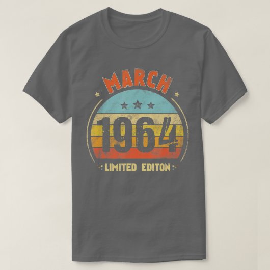 1964年3素晴らし月以来59誕生日レトロ59 Ye Tシャツ (デザイン正面)