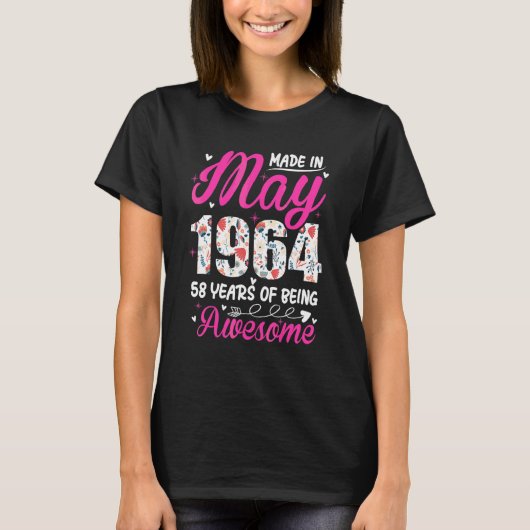 1964年5素晴らし月フローラ以来58誕生日 Tシャツ (正面)