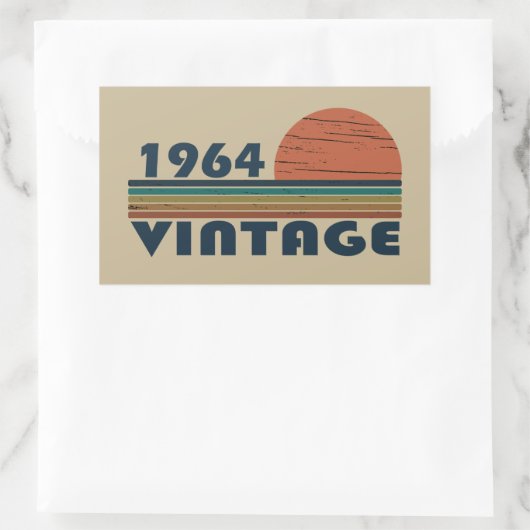 1964生まれ年のヴィンテージ誕生日 長方形シール (バッグ)