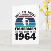 1964生まれ年60誕生日魚釣りギフト カード (黄色い花)