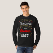1964素晴らし年10月以来誕生日花とお尻 Tシャツ (正面フル)