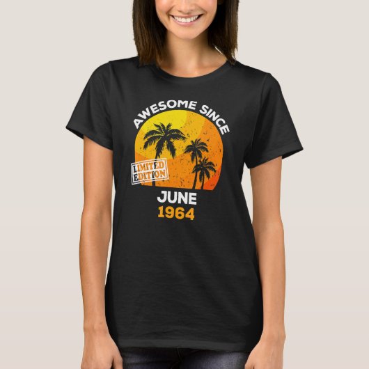1964素晴らし年6月以来レトロ男女誕生日 Tシャツ (正面)