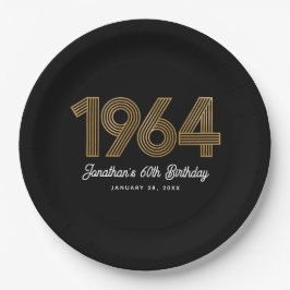 1964 ブラック フェイクゴールド 60歳の誕生日  ペーパープレート