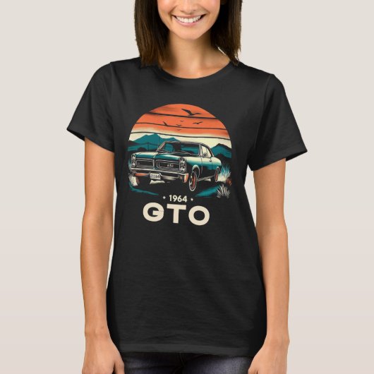 1964 64 GTOクラシック車の古い学校の筋肉ヴィンテージ Tシャツ (正面)