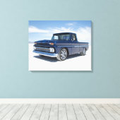 1964 chevy c10「改造」「通りロッド」ピックアップトラック キャンバスプリント (インサイチュ (ウッドフロア))