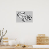 1964 Morgan Plus 4スポーツカーイラストレーション ポスター (キッチン)