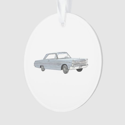 1965プリマス毛皮ブルーモパールアメリカンファミリーカー オーナメント (正面)