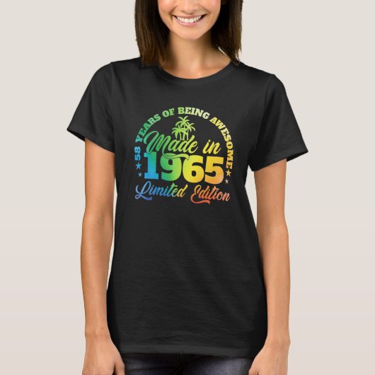 1965年に素晴らし作られた58年誕生日58 Tシャツ (正面)
