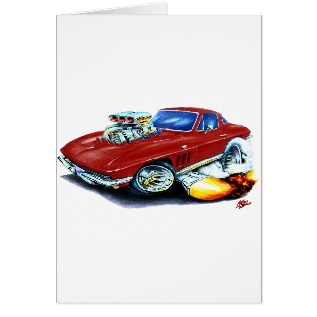 1965年のコルベットのあずき色車 (正面)