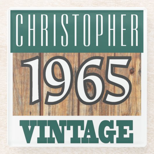 1965年の名前のヴィンテージガラスコースター ガラスコースター (正面)
