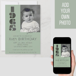 1965年の60歳の生誕生まれ生写真ティール（緑がかった色）緑 招待状