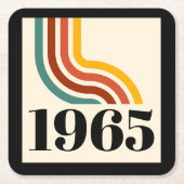 1965年レトロストライプヴィンテージポスター スクエアペーパーコースター (正面)