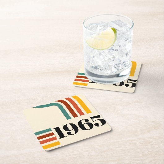 1965年レトロストライプヴィンテージポスター スクエアペーパーコースター (インサイチュ)