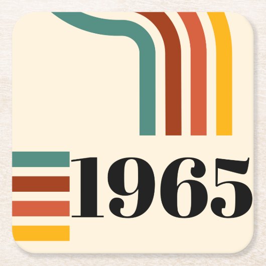 1965年レトロストライプヴィンテージポスター スクエアペーパーコースター (正面)