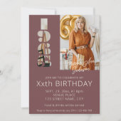 1965年生まれの60歳の誕生日写真 ワインレッド 招待状 (正面)