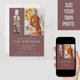 1965年生まれの60歳の誕生日写真 ワインレッド 招待状