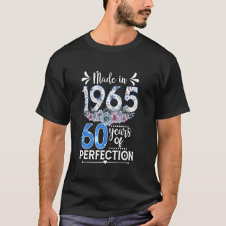 1965年生まれ 花柄 60歳 誕生日 お祝い 女性用 Tシャツ