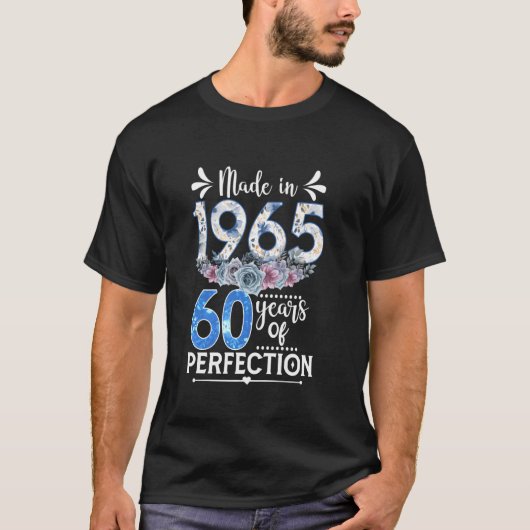 1965年生まれ 花 60歳 誕生日 お祝い 女性用 Tシャツ (正面)