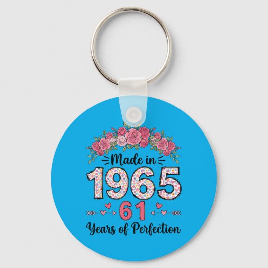 1965年製 花柄 61歳の誕生日ギフト 女性 61歳 キーホルダー (正面)