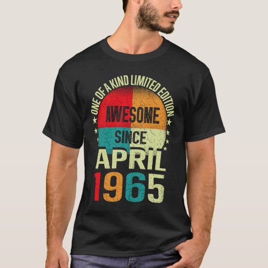1965年4月から58年 Awesome! ヴィンテージ 58歳の誕生日 Tシャツ (正面)