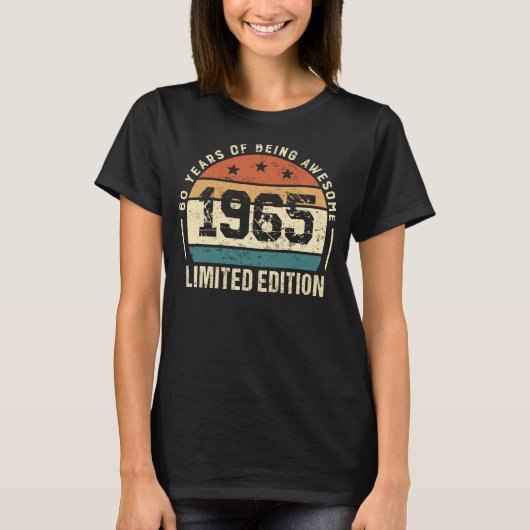 1965年 レトロ 60歳の誕生日お祝いギフト Tシャツ (正面)