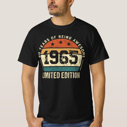 1965年 レトロ 60歳 誕生日お祝いギフト Tシャツ (正面)