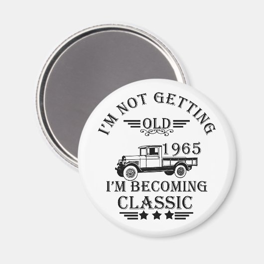 1965生まれ年のヴィンテージ誕生日ギフト マグネット (正面/裏面)