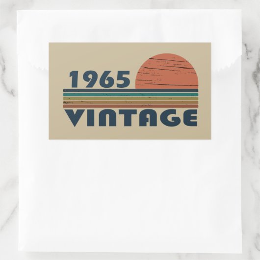 1965生まれ年ヴィンテージ60歳の誕生日プレゼント 長方形シール (バッグ)