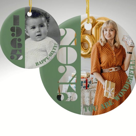 1965生まれ年60歳の誕生日ギフトオーナメント セラミックオーナメント