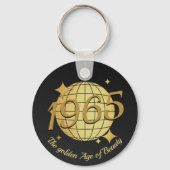 1965生まれ年60歳の誕生日ブラック金ゴールドギフト キーホルダー (正面)