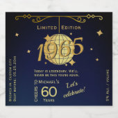 1965生まれ年60th birthday party blue beer Label ビールラベル (シングルラベル)