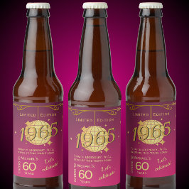 1965生まれ年60th birthday party pink beer Label ビールラベル