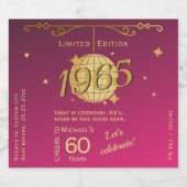 1965生まれ年60th birthday party pink beer Label ビールラベル (シングルラベル)