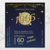 1965生まれ年60th birthday party wineボトルラベル ワインラベル (シングルラベル)