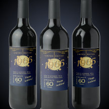 1965生まれ年60th birthday party wineボトルラベル
