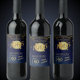 1965生まれ年60th birthday party wineボトルラベル ワインラベル