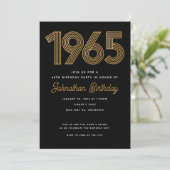 1965黒フェイク金ゴールド60番目の誕生日招待状 招待状 (スタンド正面)
