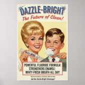 1965 ビンテージ Dazzle-Bright ホワイトニング歯磨き広告 ポスター (正面)