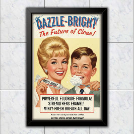 1965 ビンテージ Dazzle-Bright ホワイトニング歯磨き広告 ポスター