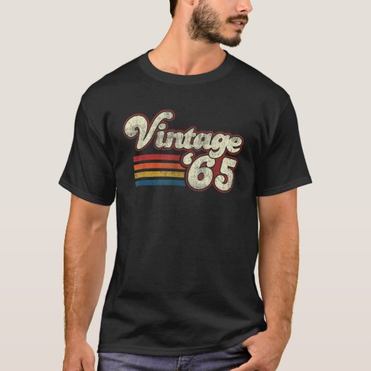 1965 58誕生日ユニセックス大人黒小クラシック型 Tシャツ (正面)