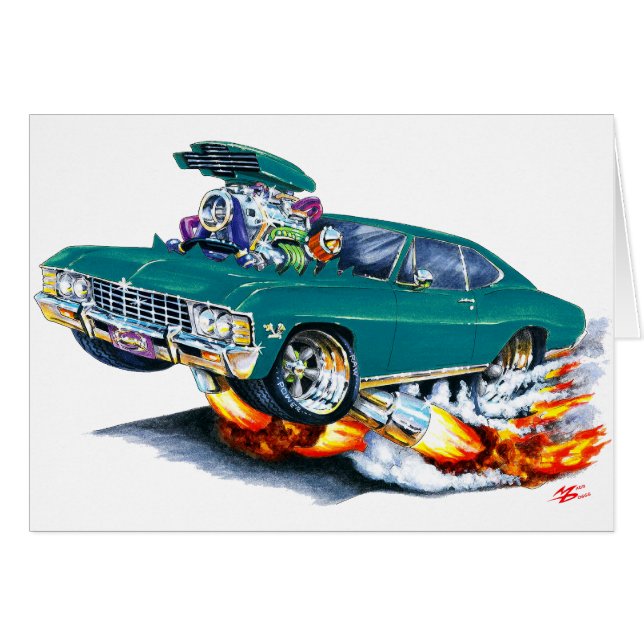 1965-66年のインパラのティール（緑がかった色）車 (正面横)