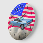 1965 Chevy Impala 327アメリカ国旗 ラージ壁時計 (傾斜)