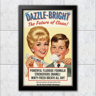 1965 Vintage Dazzle-Bright Toothpaste Advertising ポスター