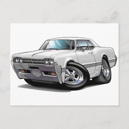 1966オールズカトラスホワイトカー ポストカード (正面)