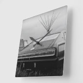 1966ドッジチャージャ(B/W) スクエア壁時計 (傾斜)