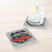 1966パーソナライズされたコンバーチクラシックブル車庫 ガラスコースター (アングル)